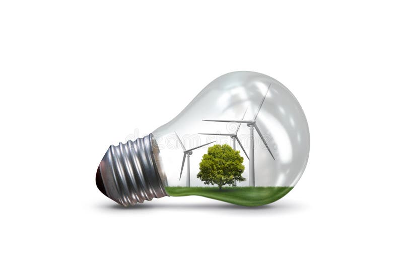 Ampoule dans le concept d'énergie alternative - rendu 3D illustration de vecteur