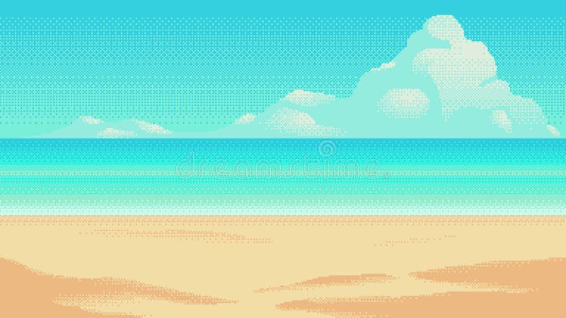 L'animation en pixels en boucle des vagues de l'océan arrivant doucement sur une plage tropicale. Paysage côtier calme et reposant banque de vidéos