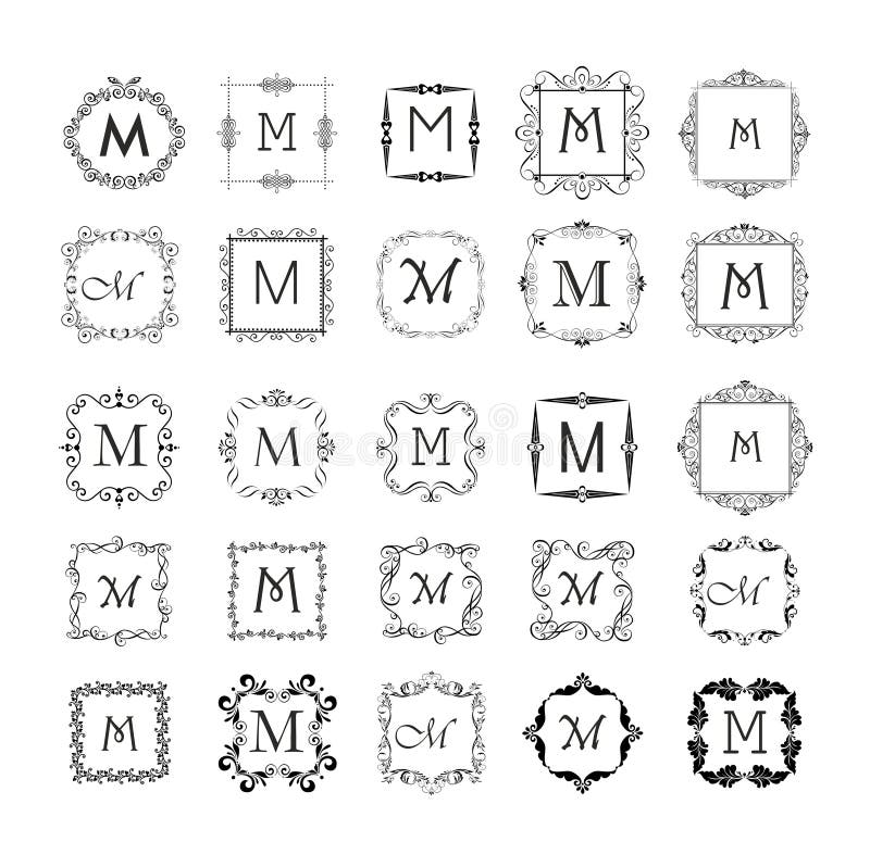 L'annata incornicia la raccolta per il monogramma, progettazione di nozze, carta del menu, ristorante, caffè, hotel, gioielleria, illustrazione di stock L'annata incornicia la raccolta per il monogramma, progettazione di nozze, carta del menu, ristorante, caffè, hotel, gioielleria, illustrazione di stock