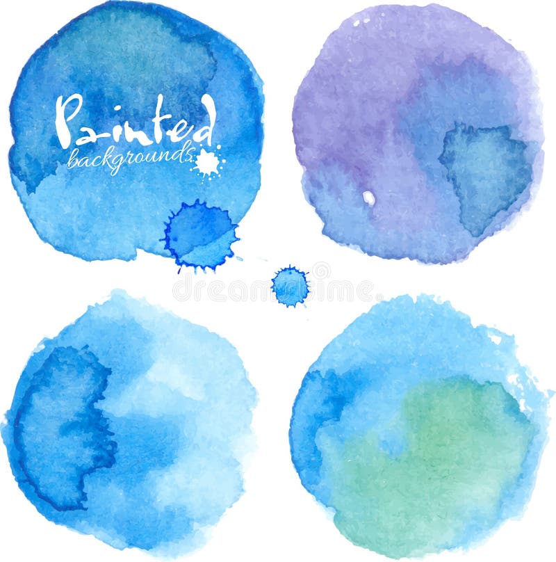 L'aquarelle bleue lumineuse a peint des taches réglées illustration libre de droits