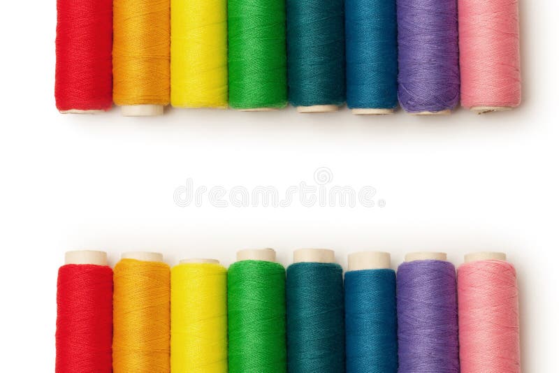 Rainbow colored threads set isolated over white background. Rainbow colored threads set isolated over white background