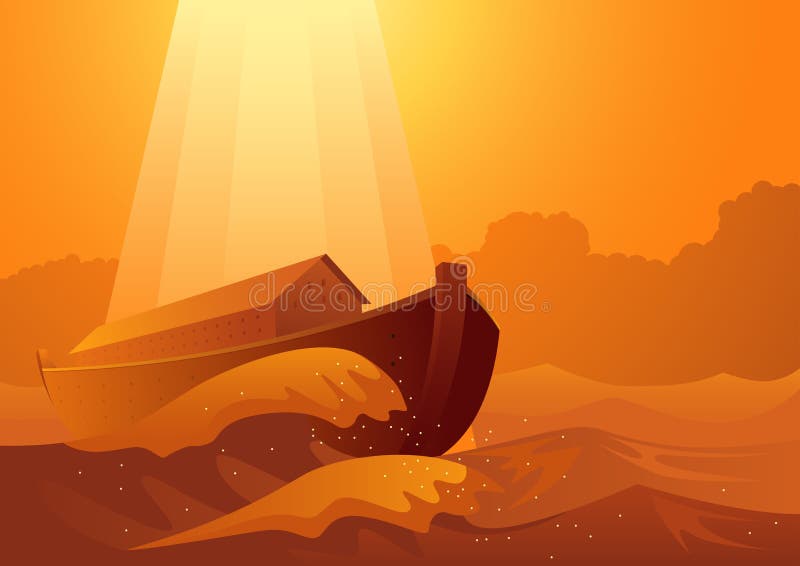 Biblical vector illustration series, Noah`s ark and the great flood. Biblical vector illustration series, Noah`s ark and the great flood