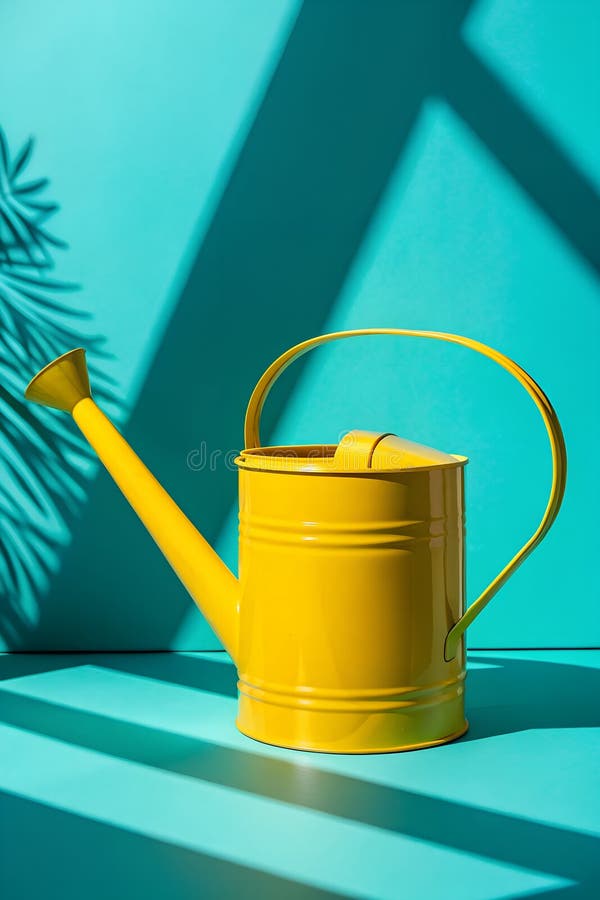 L'arrosage jaune clair peut ajouter un flic de couleur contre un fond de fond de fond de fond avec des ombres frappantes photo libre de droits