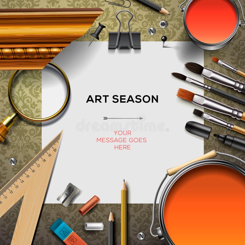 L'arte fornisce al modello gli strumenti dell'artista illustrazione vettoriale L'arte fornisce al modello gli strumenti dell'artista illustrazione vettoriale