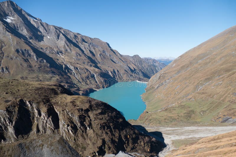 Autumn hike to grosses Wiesbachhorn in glocknergruppe hohe tauern in austria from Kaprun around mooserboden dam and heinrich schweiger haus hutte. Autumn hike to grosses Wiesbachhorn in glocknergruppe hohe tauern in austria from Kaprun around mooserboden dam and heinrich schweiger haus hutte