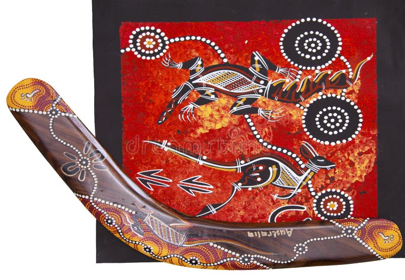 Aboriginal style design with boomerang. Aboriginal style design with boomerang