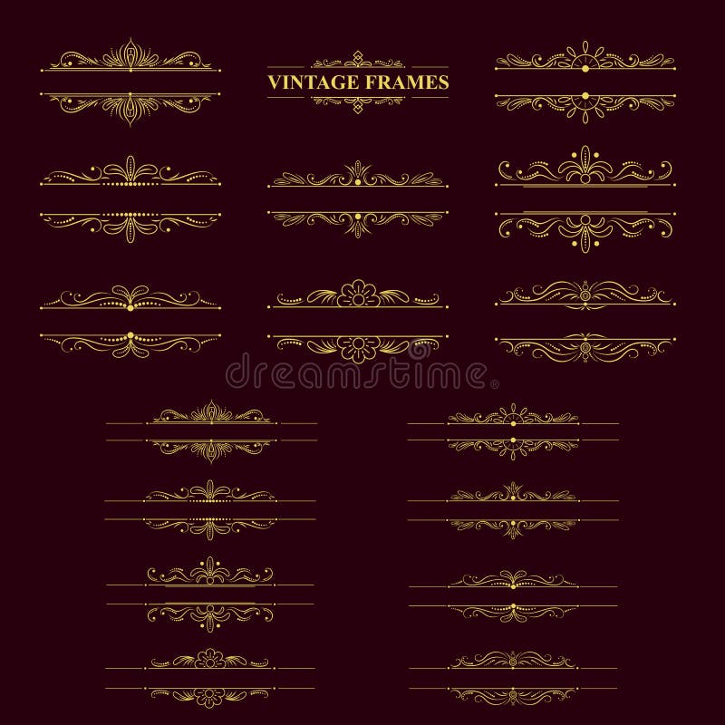 L'or barre le cadre avec des éléments de vintage illustration stock L'or barre le cadre avec des éléments de vintage illustration stock