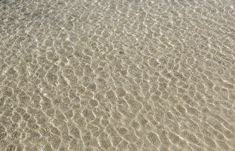L'eau claire au-dessus du fond de sable sur le vent Rayons de soleil de vagues de sable, images libres de droits L'eau claire au-dessus du fond de sable sur le vent Rayons de soleil de vagues de sable, images libres de droits