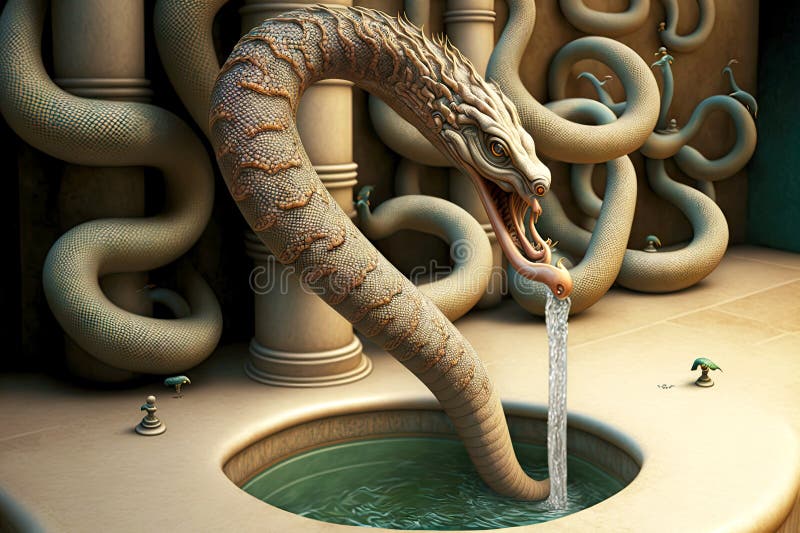 L'eau S'écoule Du Robinet Comme Un Serpent Vers Une Forme