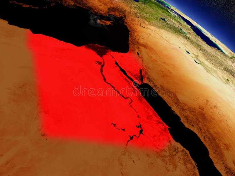 Download L'Egypte De L'espace Accentué En Rouge Illustration Stock - Illustration du astronomie, satellite: 77161209