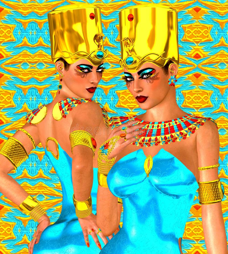 L'Egypte supérieure et inférieure symbolisée avec notre art numérique d'imagination, jumeaux égyptiens photo stock L'Egypte supérieure et inférieure symbolisée avec notre art numérique d'imagination, jumeaux égyptiens photo stock