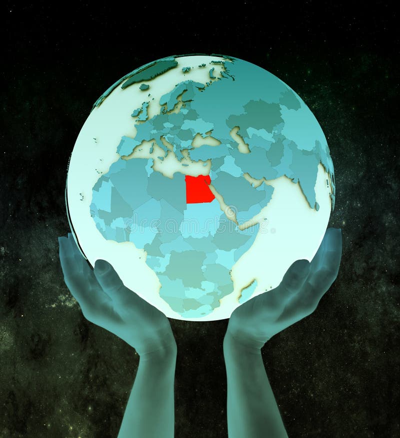 L'Egypte sur le globe bleu dans des mains illustration de vecteur L'Egypte sur le globe bleu dans des mains illustration de vecteur