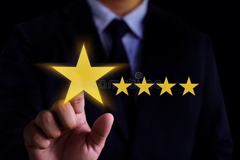 L'elasticità felice cinque del cliente dell'uomo Star il Se del cliente di esperienza di valutazione
