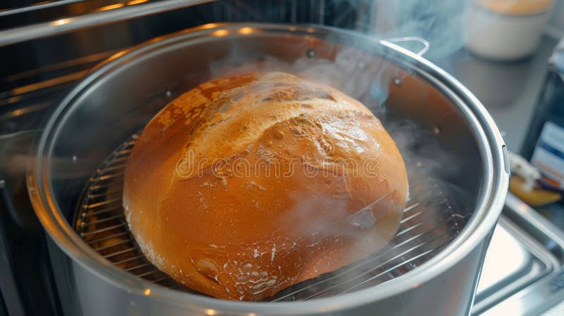 L'elemento riscaldante all'interno del produttore di pane che fornisce la temperatura perfetta per il pane che si alza e cuoce fotografia stock