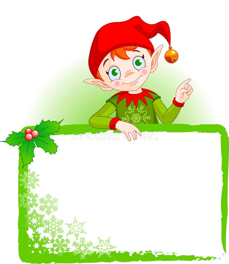 L'elfe de Noël invitent et placent la carte illustration stock L'elfe de Noël invitent et placent la carte illustration stock