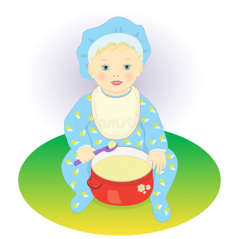 L'enfant mange du gruau illustration libre de droits L'enfant mange du gruau illustration libre de droits