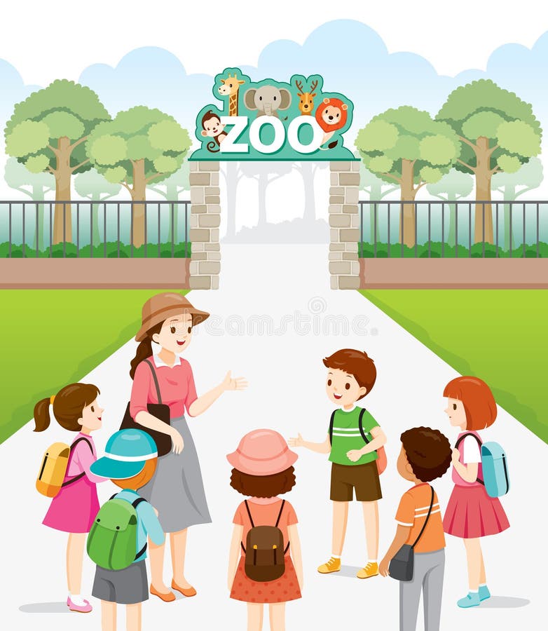 L'Enseignant Emmène Les Enfants Au Zoo