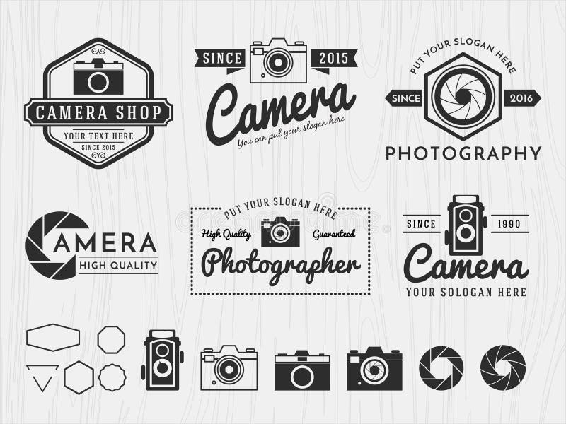 L'ensemble d'appareil-photo de logo d'insigne de vintage et la photographie conçoivent, emblème, bannière, insignes, logotype et
