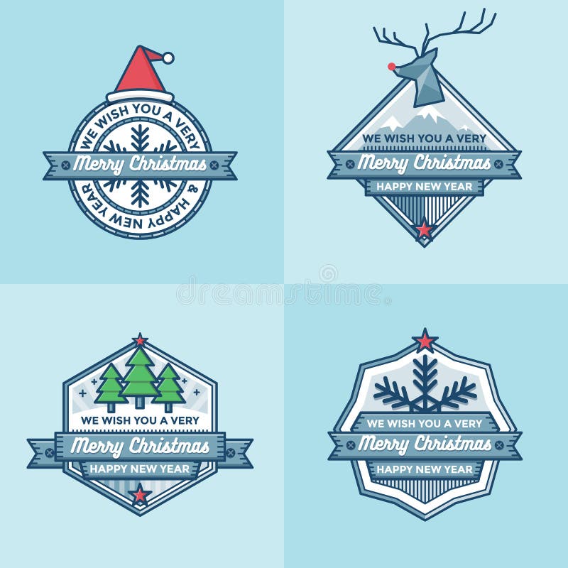 L'ensemble d'insignes de Noël marque des bannières ensemble plat de vecteur de conception illustration libre de droits L'ensemble d'insignes de Noël marque des bannières ensemble plat de vecteur de conception illustration libre de droits