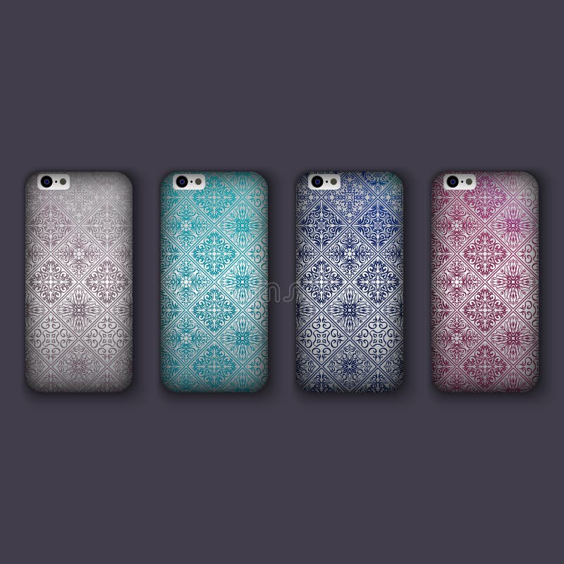 L'ensemble d'ornements à la mode de mosaïque pour la couverture de téléphone portable, couvrent de tuiles les éléments géométriqu illustration libre de droits L'ensemble d'ornements à la mode de mosaïque pour la couverture de téléphone portable, couvrent de tuiles les éléments géométriqu illustration libre de droits