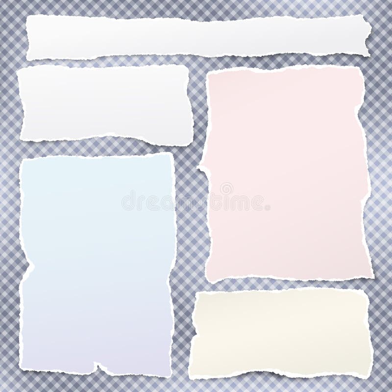 L'ensemble de bandes de papier déchirées colorées, le papier de note déchiré pour le texte ou le message sont sur le fond carré b illustration de vecteur L'ensemble de bandes de papier déchirées colorées, le papier de note déchiré pour le texte ou le message sont sur le fond carré b illustration de vecteur