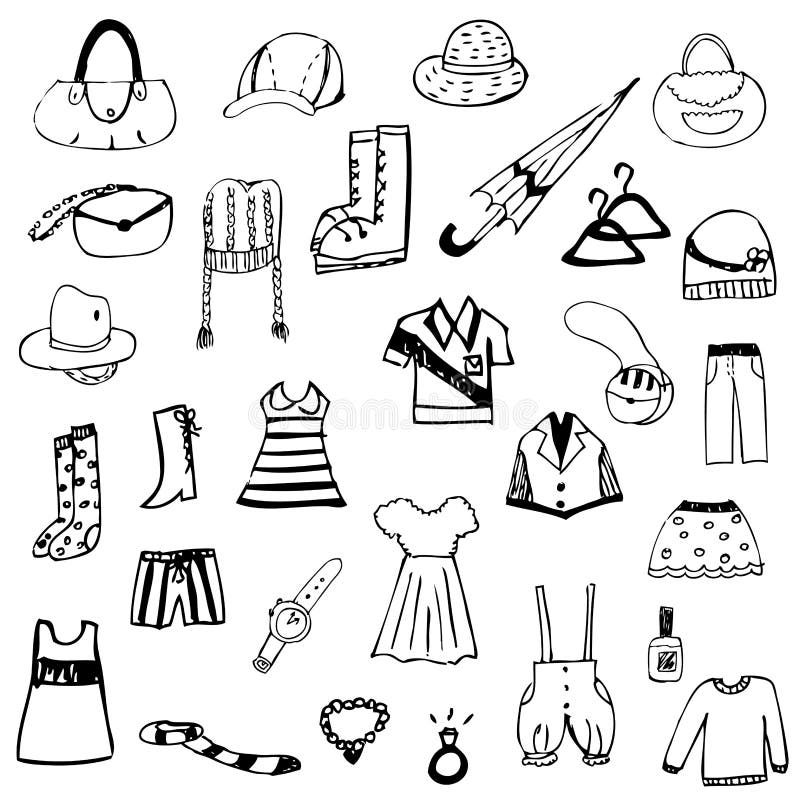 L'ensemble de dessin de carte blanche vêtx le vecteur de croquis illustration stock L'ensemble de dessin de carte blanche vêtx le vecteur de croquis illustration stock