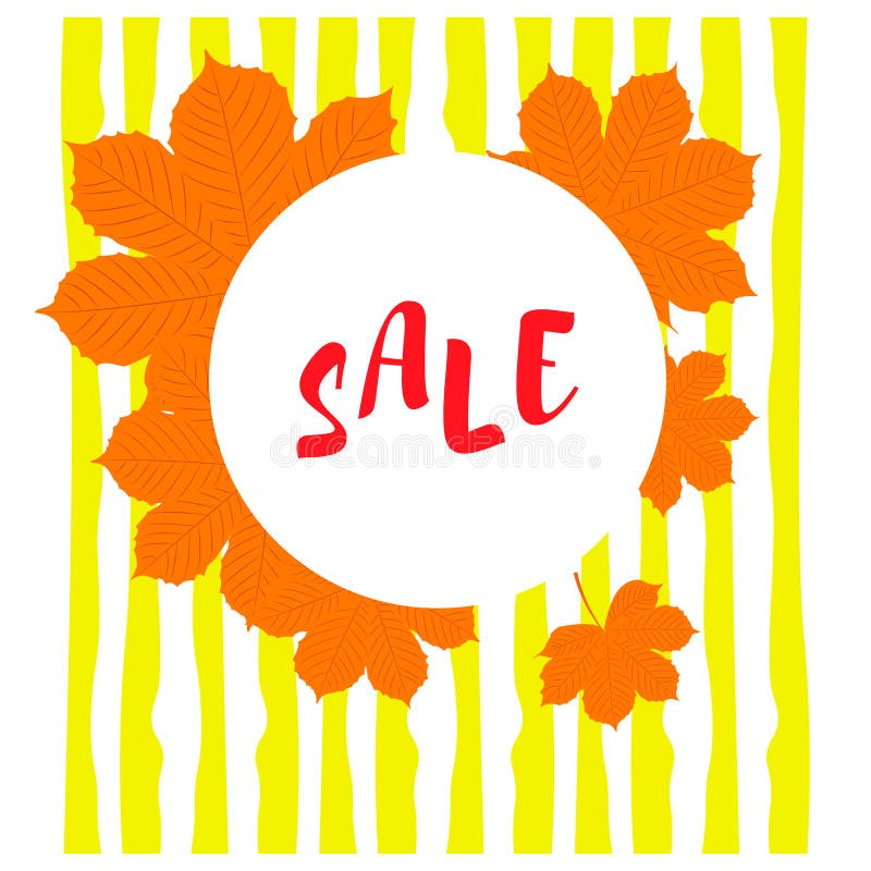 L'ensemble de jaune d'automne part et emblème rond avec la vente d'automne des textes avec le fond des traits horizontaux illustration stock L'ensemble de jaune d'automne part et emblème rond avec la vente d'automne des textes avec le fond des traits horizontaux illustration stock