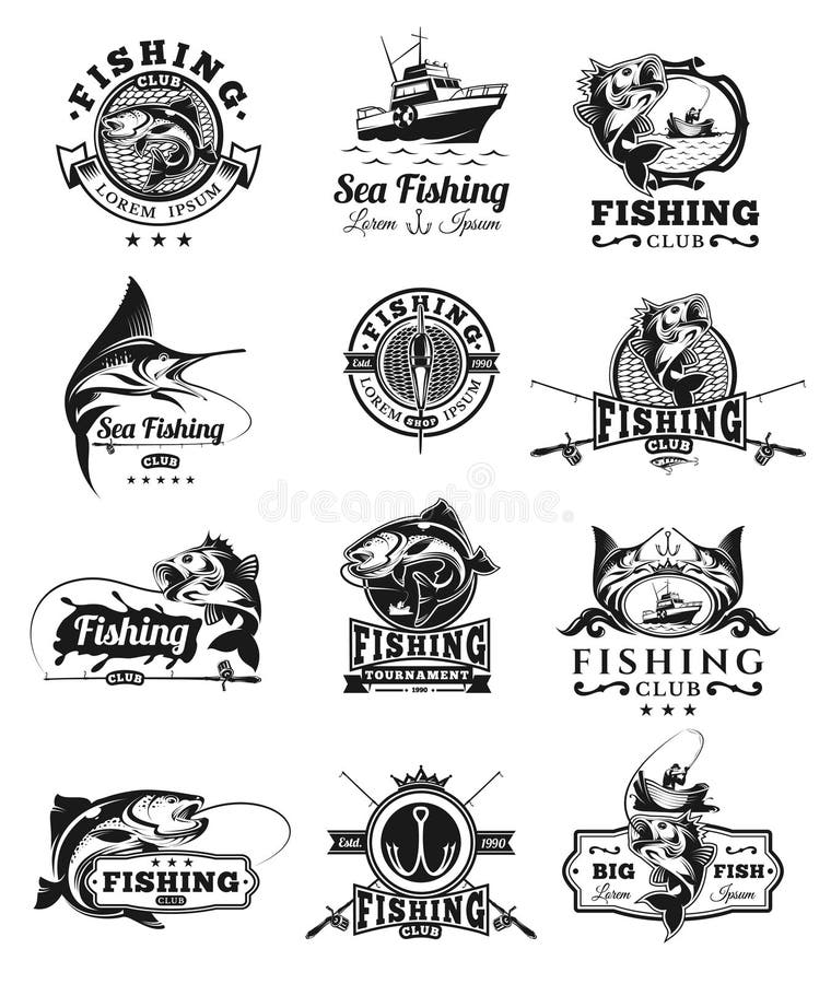 L'ensemble de vecteur badges, des autocollants sur les poissons contagieux illustration de vecteur L'ensemble de vecteur badges, des autocollants sur les poissons contagieux illustration de vecteur