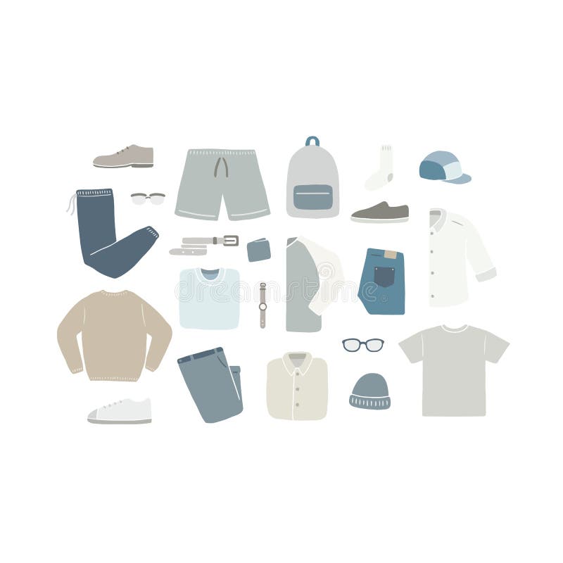 L'ensemble des hommes habillement et accessoires dirigent l'illustration Usage de mode d'hommes illustration libre de droits L'ensemble des hommes habillement et accessoires dirigent l'illustration Usage de mode d'hommes illustration libre de droits