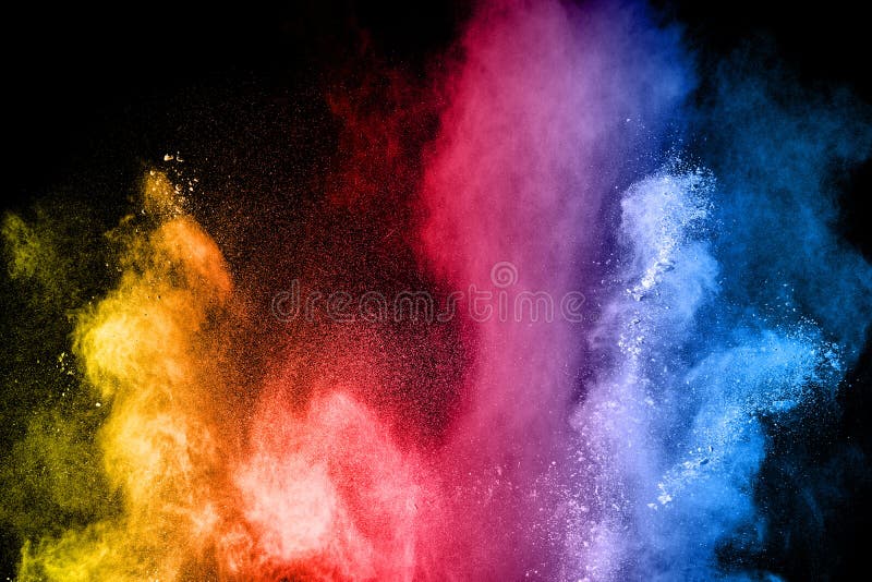 L'esplosione di multi polvere colorata Bella mosca della polvere di colore dell'arcobaleno via immagini stock L'esplosione di multi polvere colorata Bella mosca della polvere di colore dell'arcobaleno via immagini stock