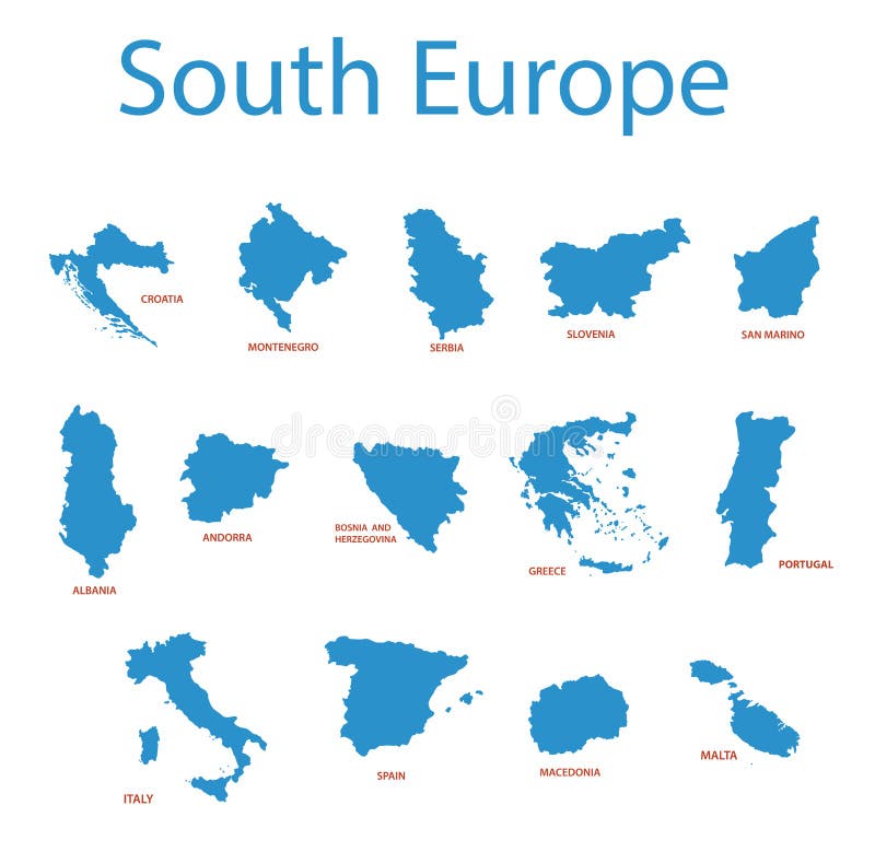 L'Europe du sud - cartes des territoires illustration de vecteur L'Europe du sud - cartes des territoires illustration de vecteur