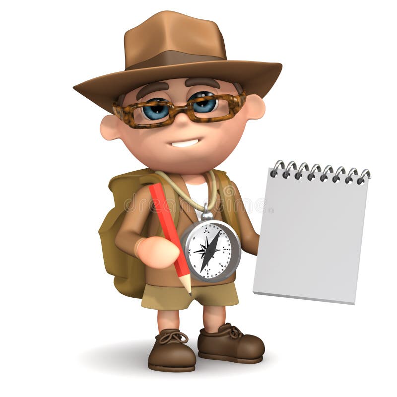 l'explorateur 3d prend des notes illustration stock l'explorateur 3d prend des notes illustration stock