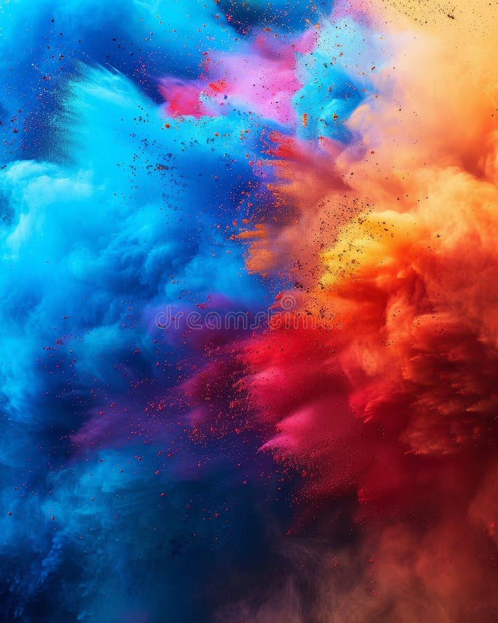 L'explosion vibrante de poudre de peinture holi crée une symphonie colorée sur fond de ciel sombre illustration libre de droits