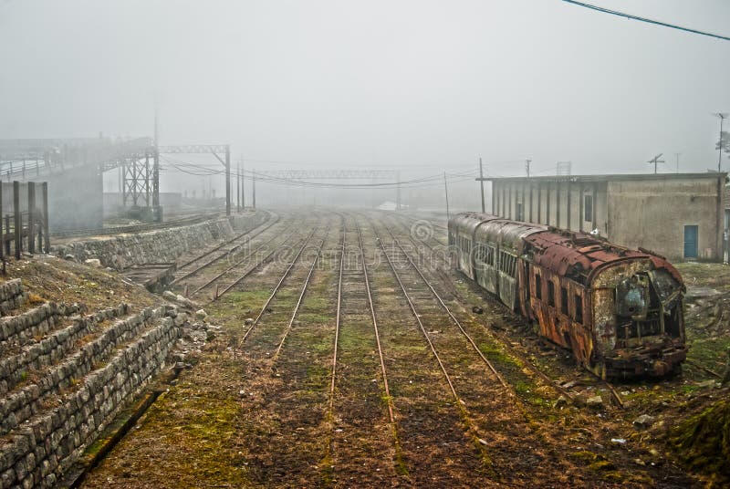 This is on Paranapiacaba city, near SÃ£o Paulo in Brazil. Old rusty ruined train at the end of the line. This is on Paranapiacaba city, near SÃ£o Paulo in Brazil. Old rusty ruined train at the end of the line.