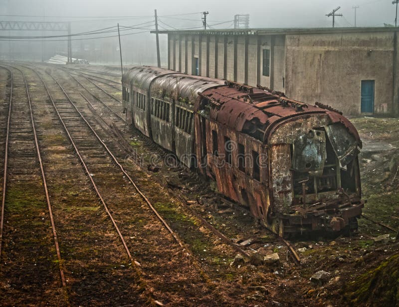 This is on Paranapiacaba city, near SÃ£o Paulo in Brazil. Old rusty ruined train at the end of the line. This is on Paranapiacaba city, near SÃ£o Paulo in Brazil. Old rusty ruined train at the end of the line.