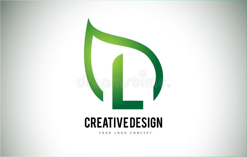 L folha Logo Letter Design com esboço verde da folha ilustração royalty free