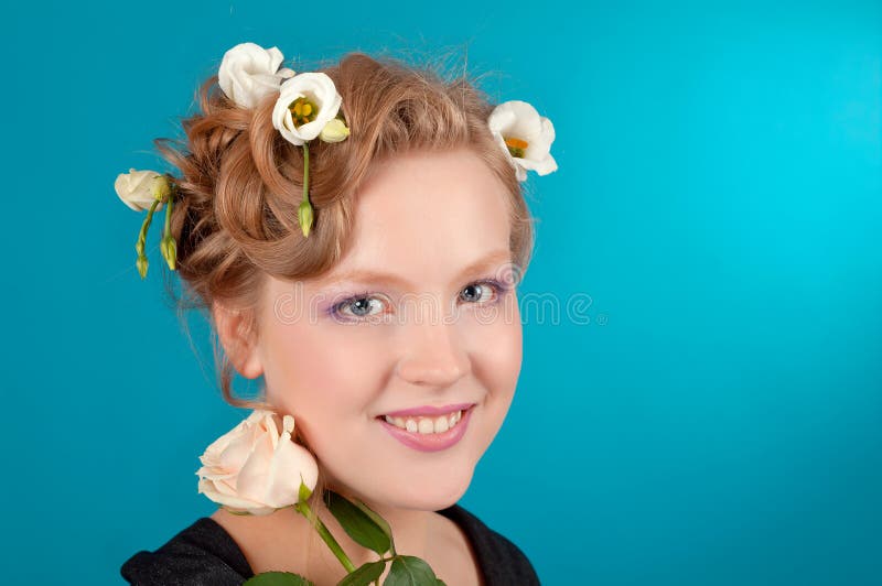 Blonde woman with flowers in her hair - wide 9
