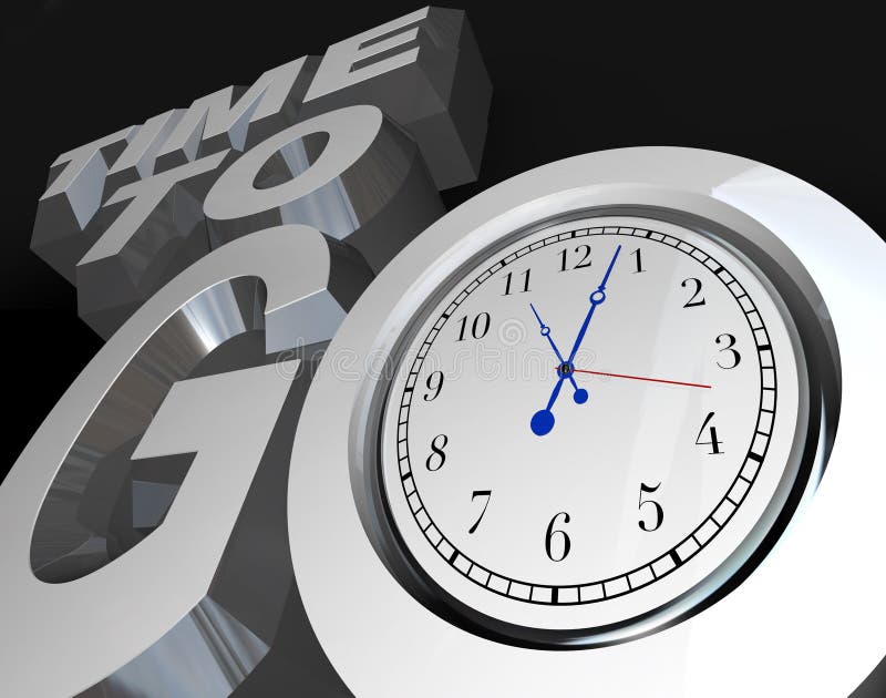 L'heure d'aller les mots 3D synchronisent le compte vers le bas à commencer illustration stock