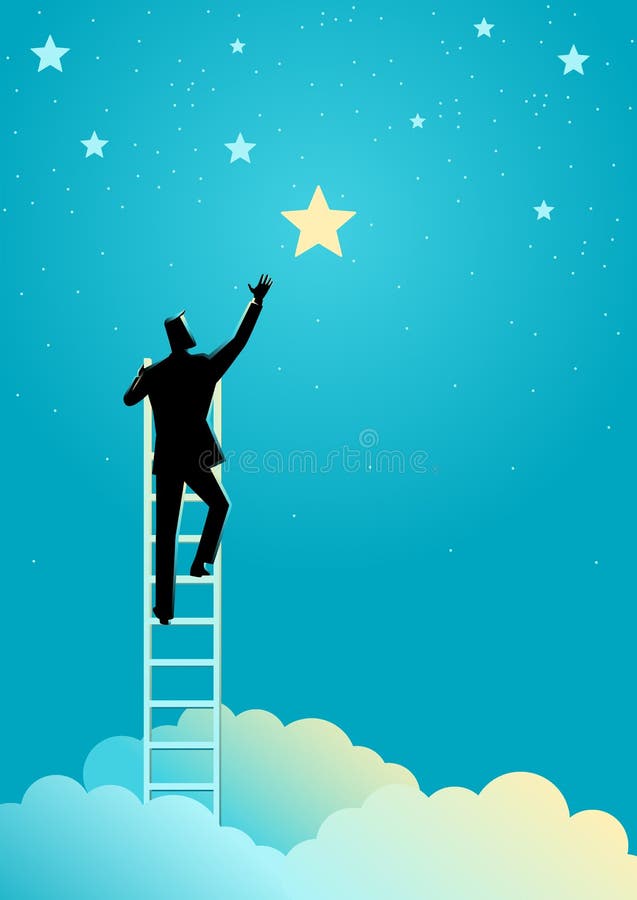 L'homme d'affaires atteignent pour les étoiles illustration stock L'homme d'affaires atteignent pour les étoiles illustration stock