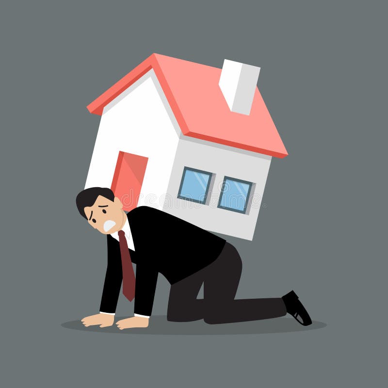 L'homme d'affaires désespéré portent une maison lourde illustration libre de droits L'homme d'affaires désespéré portent une maison lourde illustration libre de droits