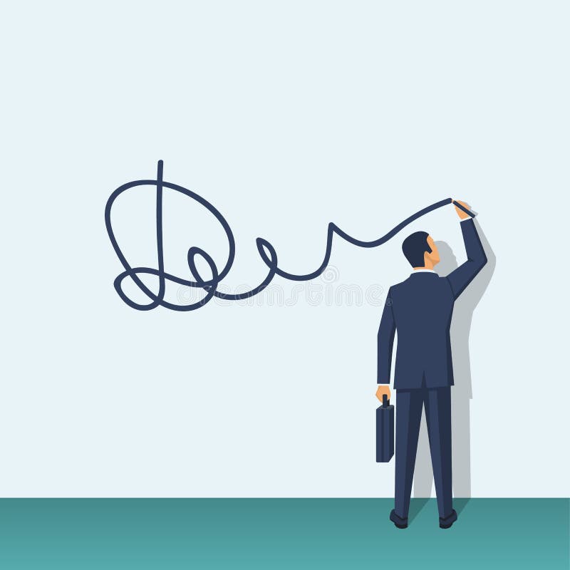 L'homme d'affaires met la signature illustration de vecteur L'homme d'affaires met la signature illustration de vecteur