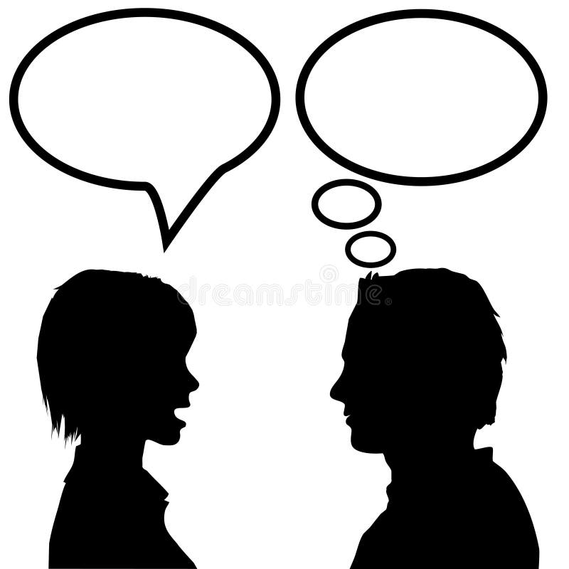 l'homme de couples disent qu'entretien de silhouette pensent la femme illustration stock l'homme de couples disent qu'entretien de silhouette pensent la femme illustration stock