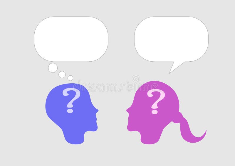 L'homme et la femme communiquent par des bulles de la parole. Conversation de couple. illustration de vecteur