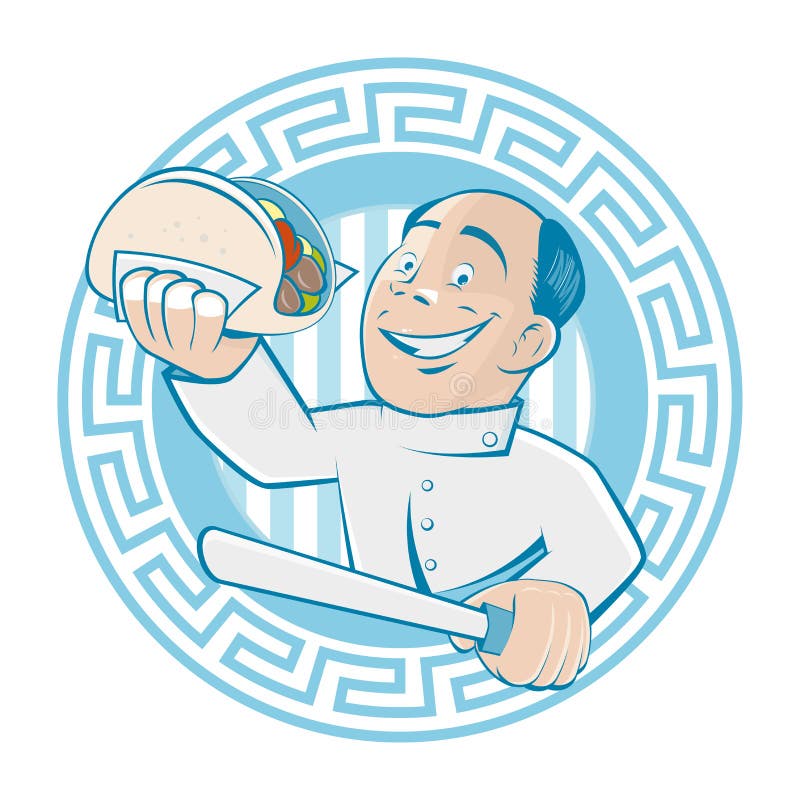 L'homme grec sert les compas gyroscopiques ou le doner illustration de vecteur L'homme grec sert les compas gyroscopiques ou le doner illustration de vecteur