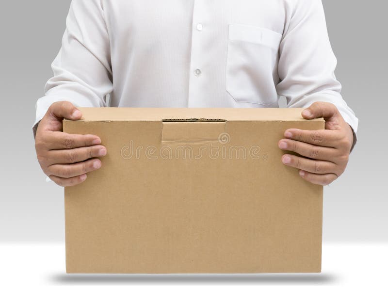 L'homme portent le cadre de papier brun image stock L'homme portent le cadre de papier brun image stock
