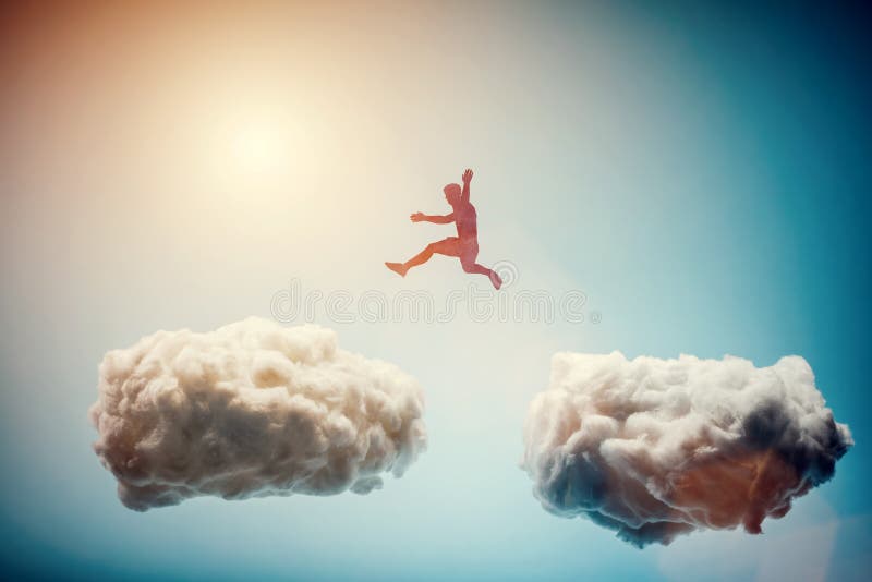 L'homme sautant d'un nuage à l'autre enjeu