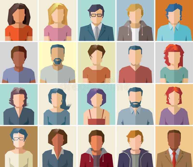 L'icona di profilo dell'avatar di vettore ha messo - l'insieme delle icone della gente illustrazione vettoriale