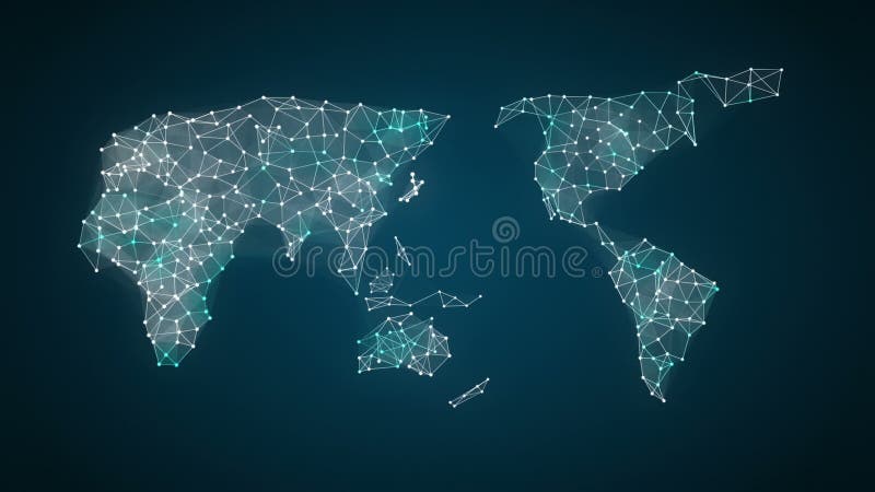 L'icône humaine relient la carte globale du monde, point fait la télécommunication mondiale Réseau social de medias