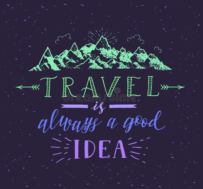 L'illustration tirée par la main de montagne et de voyage de vecteur de forêt pour le T-shirt impriment ou affiche avec la citati illustration libre de droits L'illustration tirée par la main de montagne et de voyage de vecteur de forêt pour le T-shirt impriment ou affiche avec la citati illustration libre de droits