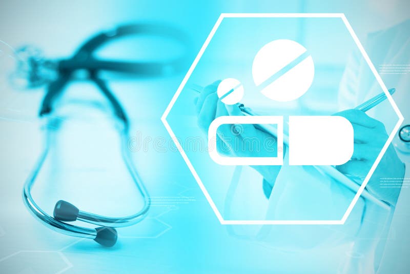 L'image composée de la mi section d'une écriture femelle de docteur rapporte photo stock L'image composée de la mi section d'une écriture femelle de docteur rapporte photo stock